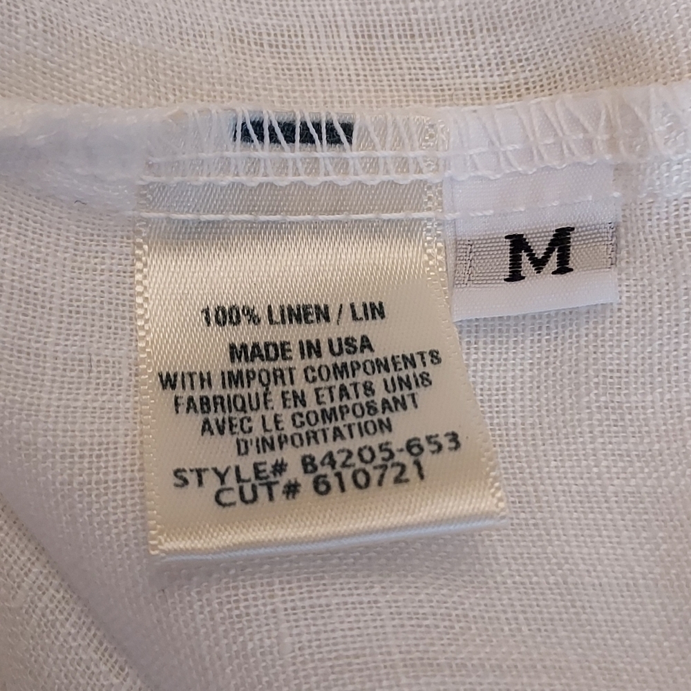 Bella Dahl NEW White Linen Ruffled Short Sleeve Top Shirt Blouse Size Medium - Picture 14 of 15